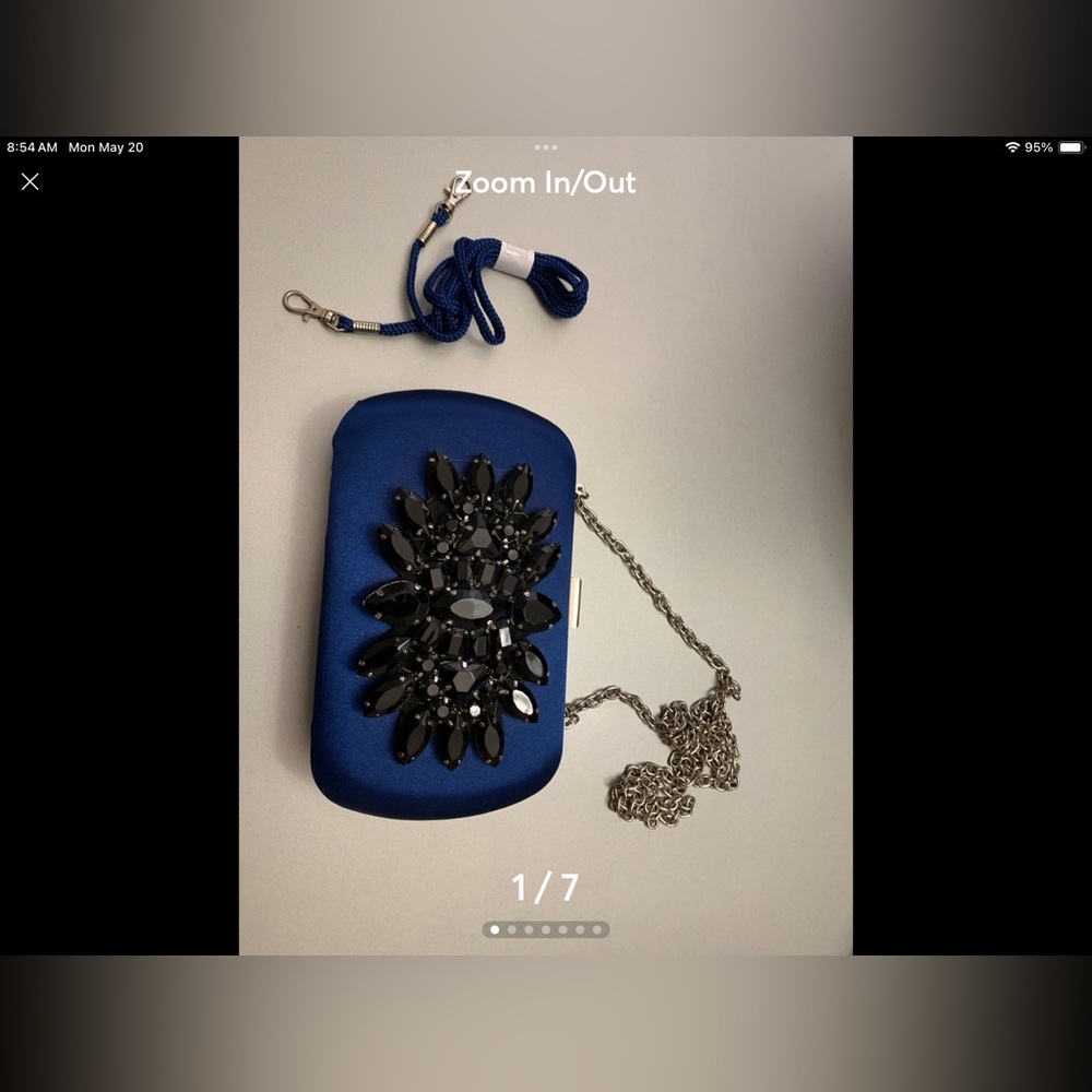 Kate Landry Royal blue clutch with black stones